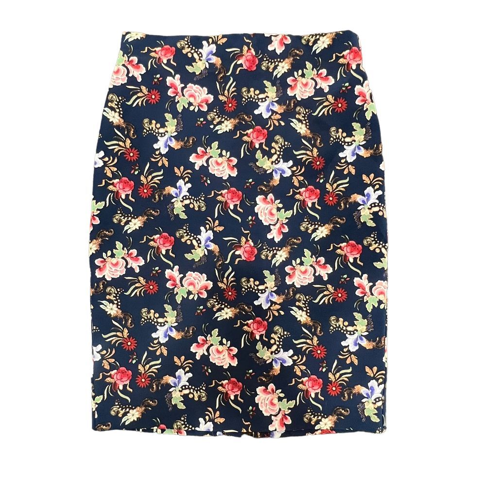 Philosophy‎ Women's Navy Floral Prencil Zipper Skirt Size 6